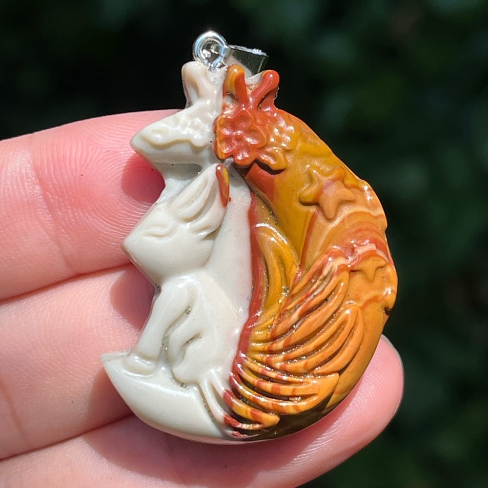 Stainless steel Alashan fox carving pendant 1546